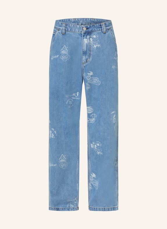 carhartt WIP Jeansy STAMP loose tapered fit 2LN35 Stamp Print, Blue bleached