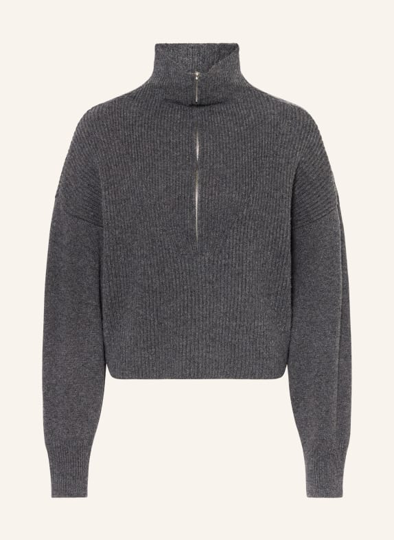 PINKO Half-zip sweater CAVEAU in merino wool DARK GRAY