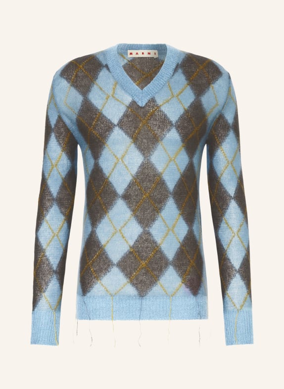 MARNI Pullover mit Mohair BLAU/ DUNKELGELB