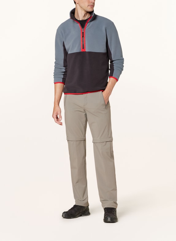 me°ru
 Fleece-Troyer MANSFIELD BLAUGRAU / DUNKELBLAU / ROT