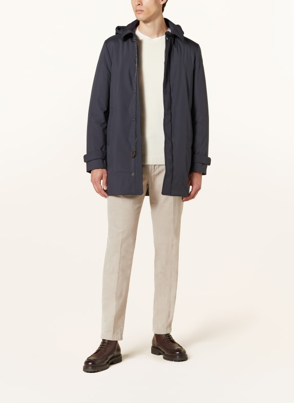 MOORER Donsparka VIDO met afneembare capuchon DONKERBLAUW