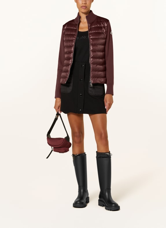 MONCLER Down jacket in mixed materials DARK RED