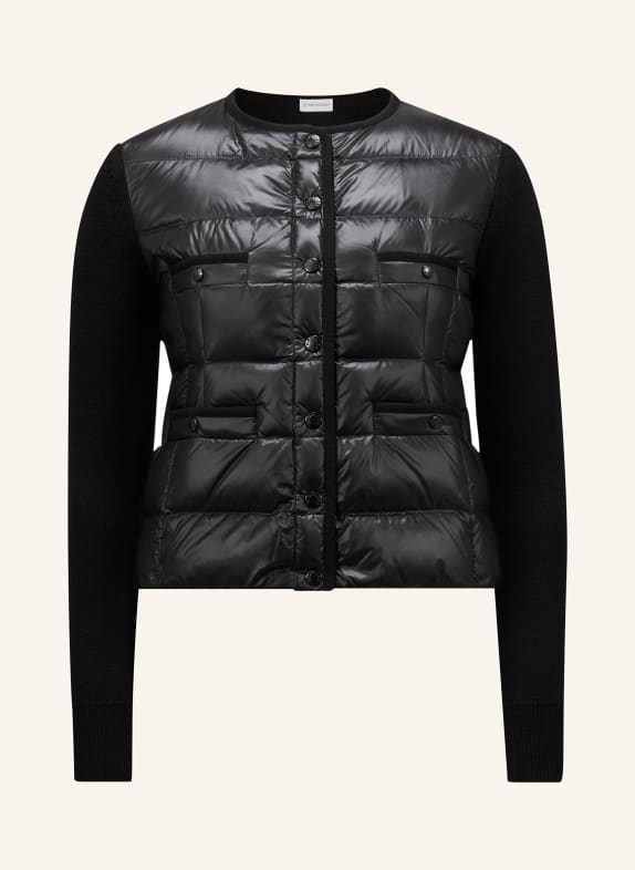 MONCLER Strickjacke im Materialmix SCHWARZ