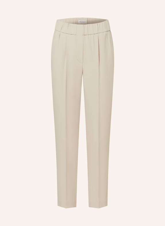 BRUNELLO CUCINELLI 7/8 trousers with silk BEIGE