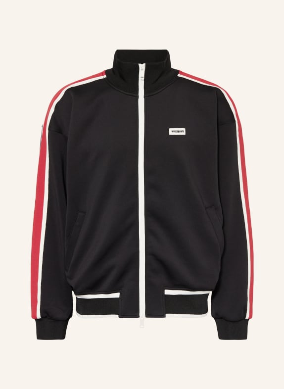 WRSTBHVR Sweat jacket TREV with tuxedo stripes BLACK/ ECRU/ RED