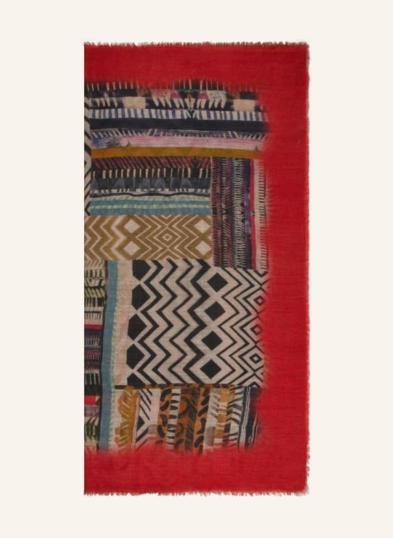 MALA ALISHA Chusta MARANT z dodatkiem kaszmiru CZERWONY/ SZAROBRĄZOWY/ OLIWKOWY