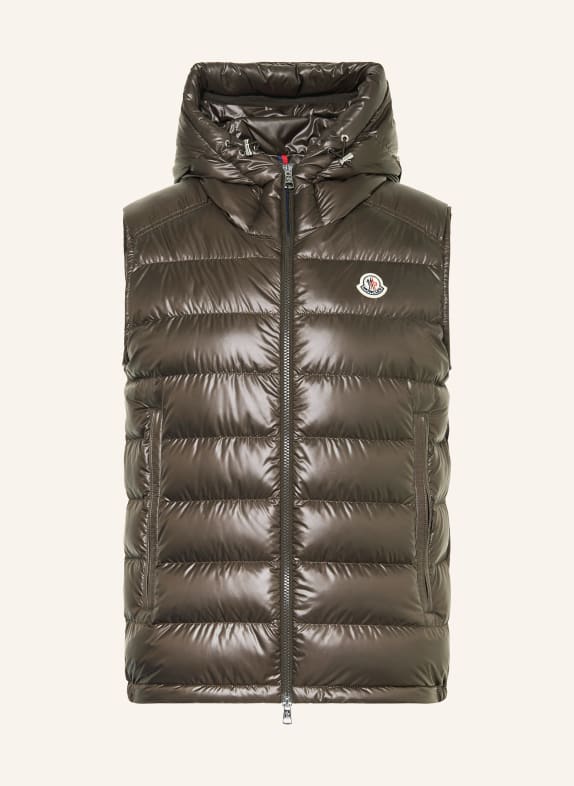 MONCLER Kamizelka puchowa BARANT CIEMNOBRĄZOWY