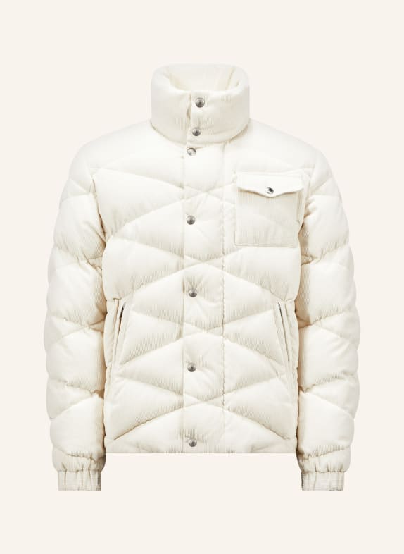 MONCLER Kurtka puchowa KAVER ze sztruksu KREMOWY