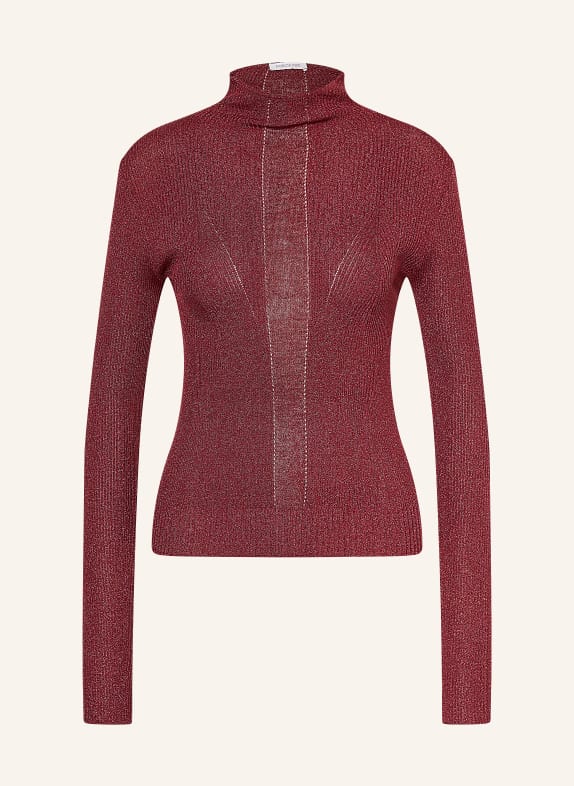 PATRIZIA PEPE Pullover mit Glitzergarn DUNKELROT