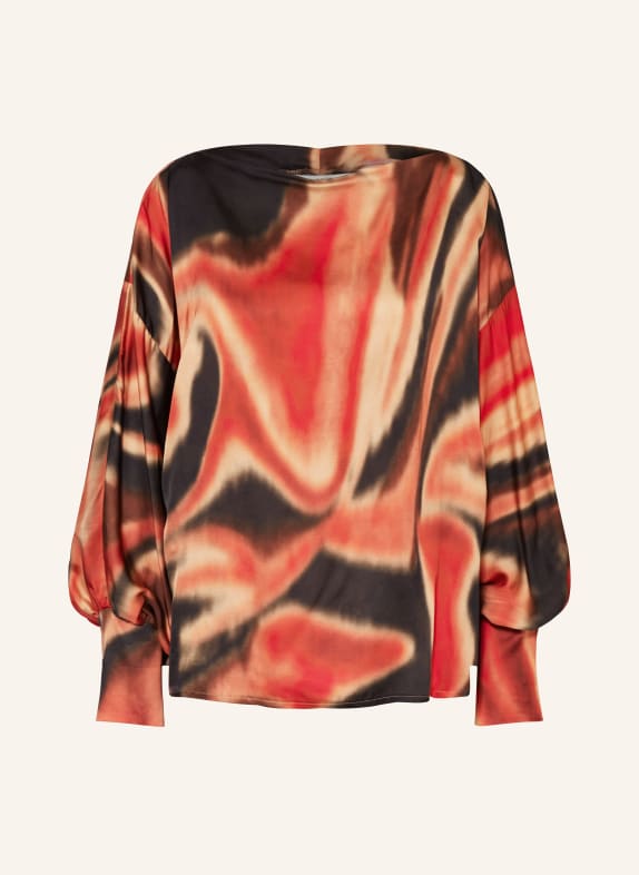 summum woman Shirt blouse in satin RED/ ORANGE/ DARK GREEN
