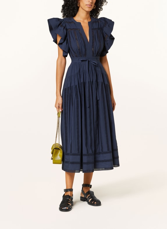 ULLA JOHNSON Dress EMERY with broderie anglaise DARK BLUE