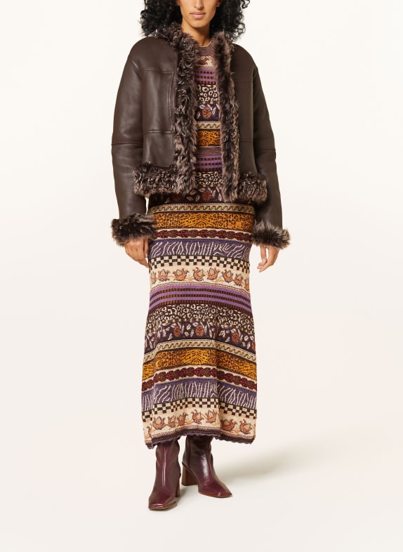 ULLA JOHNSON Lammfell-Jacke YULIA zum Wenden DUNKELBRAUN