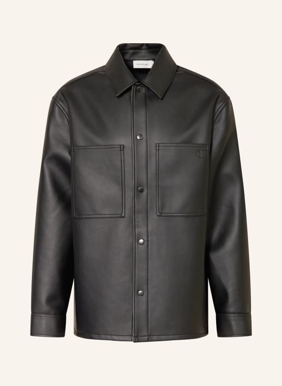 Calvin Klein Jeans Overshirt in Lederoptik SCHWARZ