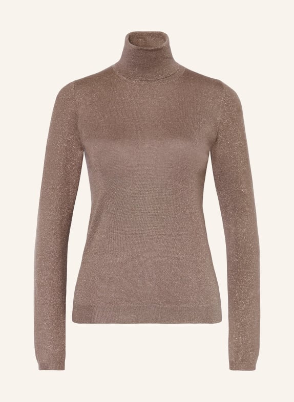 BRUNELLO CUCINELLI Turtleneck sweater with cashmere and glitter thread TAUPE