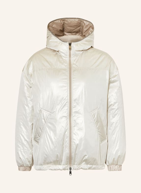 BRUNELLO CUCINELLI Reversible down jacket with glitter thread and decorative gems WHITE GOLD