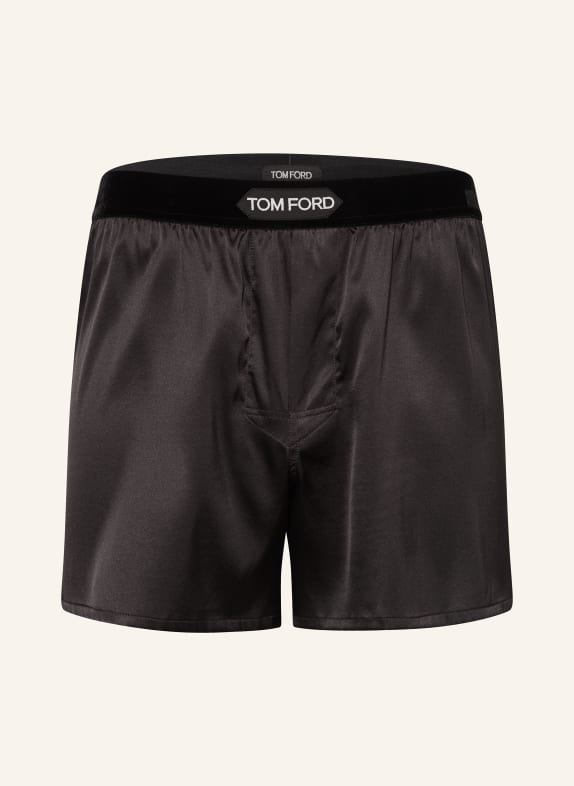TOM FORD Boxer shorts in silk DARK BROWN