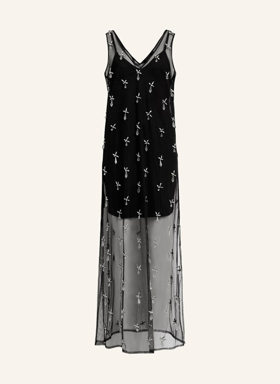 ALLSAINTS Dress KAI CRYSTAL with decorative gems BLACK/ SILVER