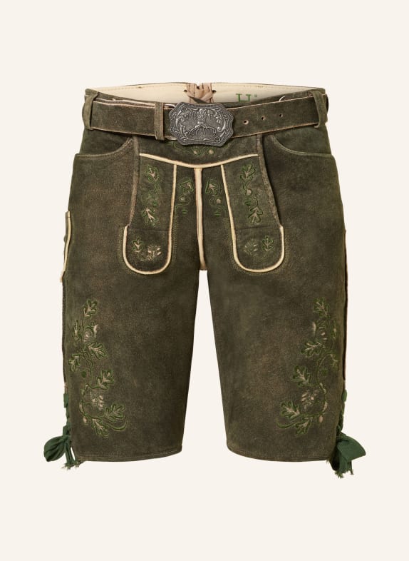 HIRSCHER Spodnie skórzane w stylu ludowym BAMBERG KHAKI