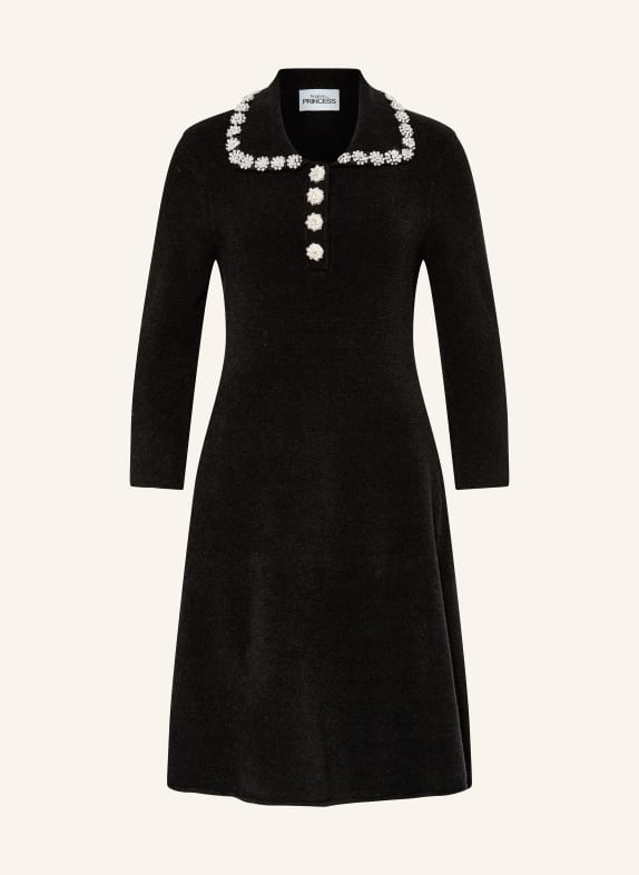 FrogBox Frottee-Polokleid mit Schmucksteinen SCHWARZ