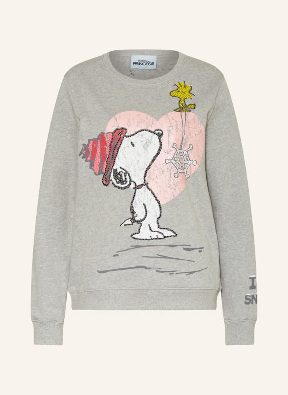 FrogBox Sweatshirt mit Schmucksteinen GRAU/ WEISS/ ROSA