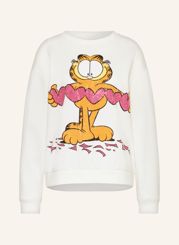 FrogBox Oversized-Sweatshirt mit Schmucksteinen WEISS/ SCHWARZ/ ORANGE