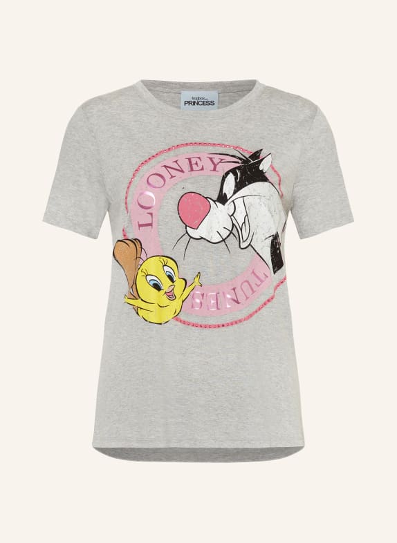 FrogBox T-Shirt mit Schmucksteinen GRAU/ ROSA/ SCHWARZ