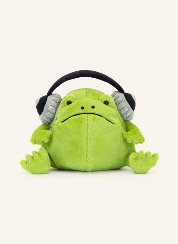 Jellycat Pluszowa żabka RICKY RAIN FROG HEADPHONES ZIELONY/ CZARNY