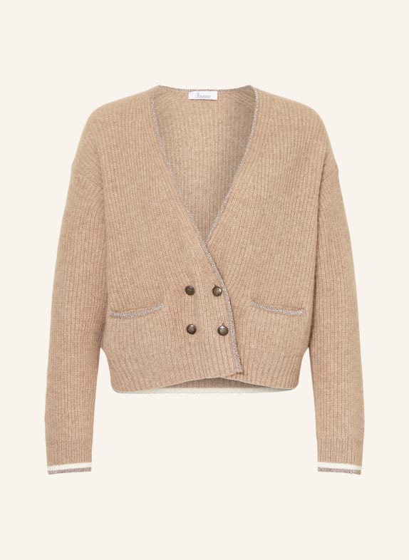 Princess GOES HOLLYWOOD Strickjacke mit Cashmere und Glitzergarn HELLBRAUN