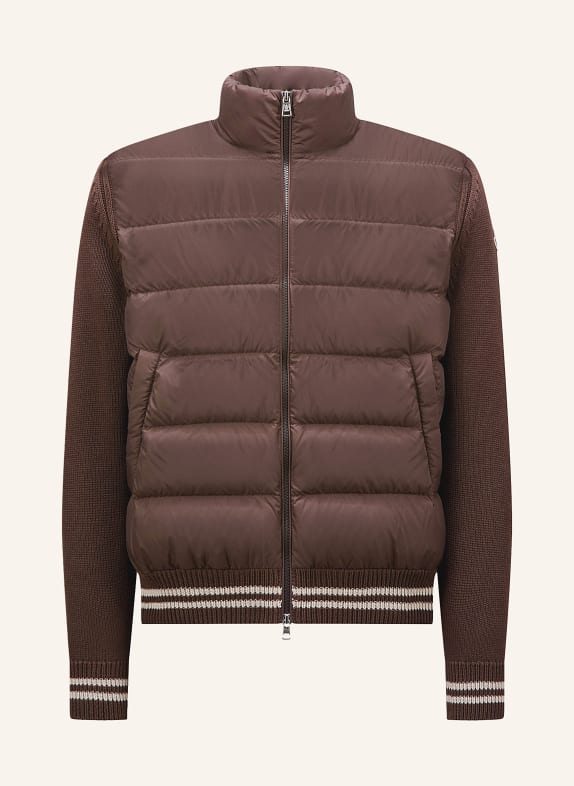 MONCLER Down jacket in mixed materials DARK BROWN