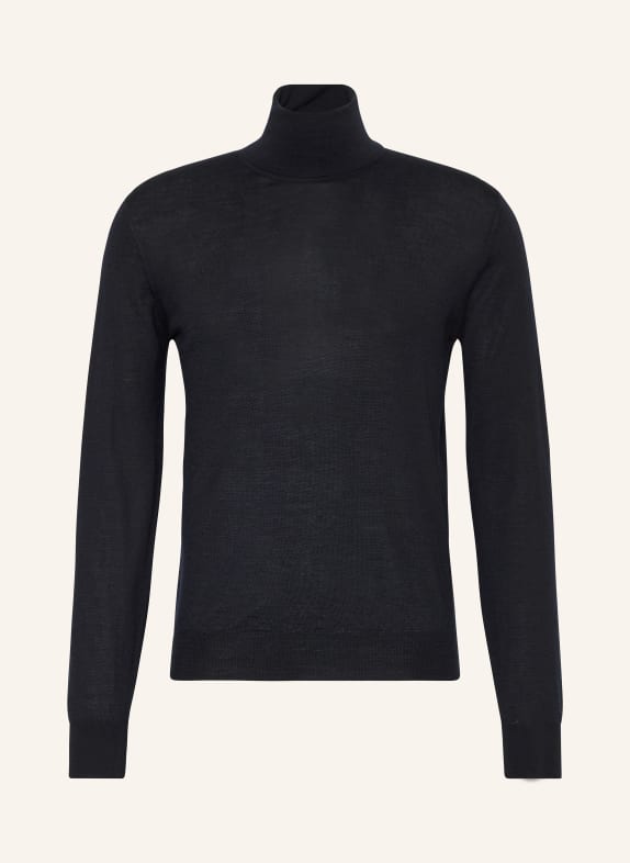 FIORONI Rollkragenpullover aus Cashmere mit Seide DUNKELBLAU