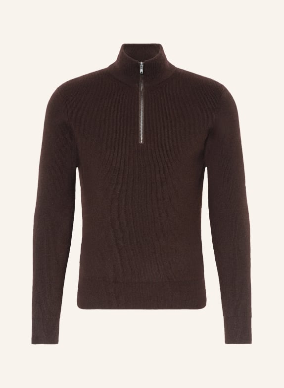 FIORONI Cashmere half-zip sweater DARK BROWN