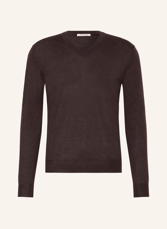 FIORONI Cashmere sweater with silk DARK BROWN