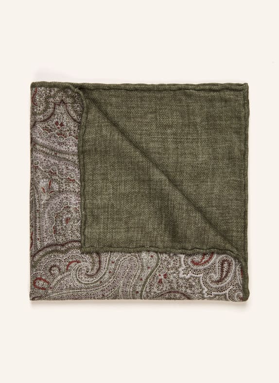 BRUNELLO CUCINELLI Pocket square in silk GREEN/ BEIGE/ DARK RED