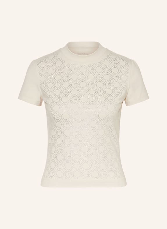 GUESS T-Shirt mit Schmucksteinen CREME