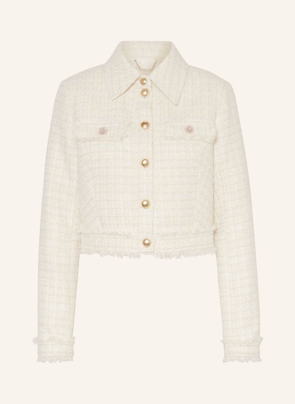 GUESS Tweed-Jacke DAPHNEE mit Glitzergarn und Schmucksteinen CREME/ ECRU