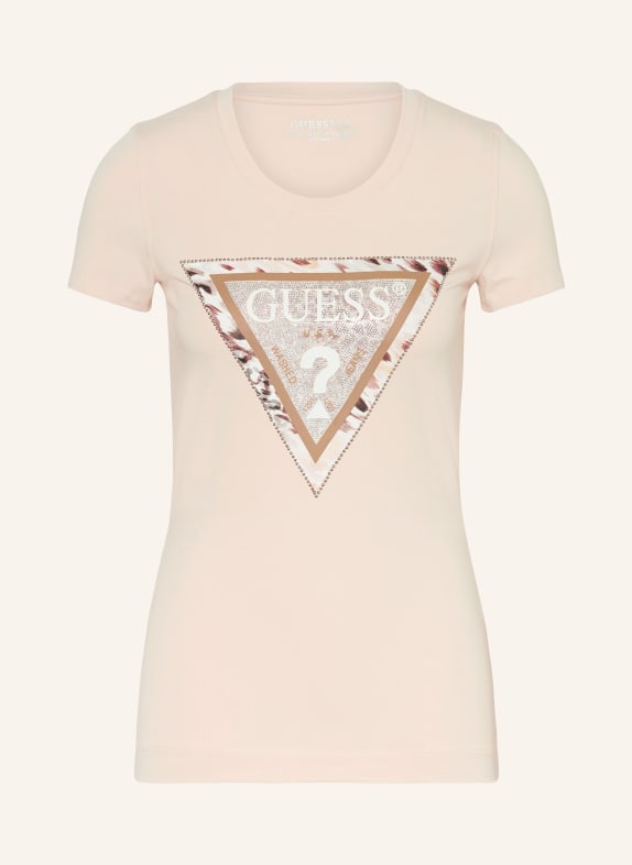 GUESS T-Shirt mit Schmucksteinen HELLROSA