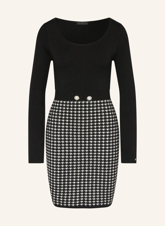 GUESS Knit dress GABRIELLA with glitter thread and decorative gems BLACK/ WHITE