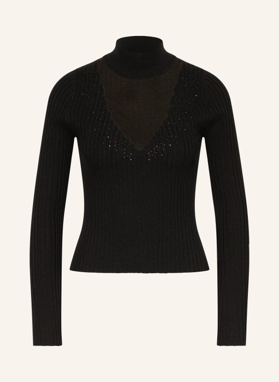 GUESS Pullover mit Glitzergarn und Schmucksteinen SCHWARZ