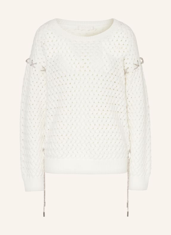 GUESS Pullover ELLISS mit Schmucksteinen CREME