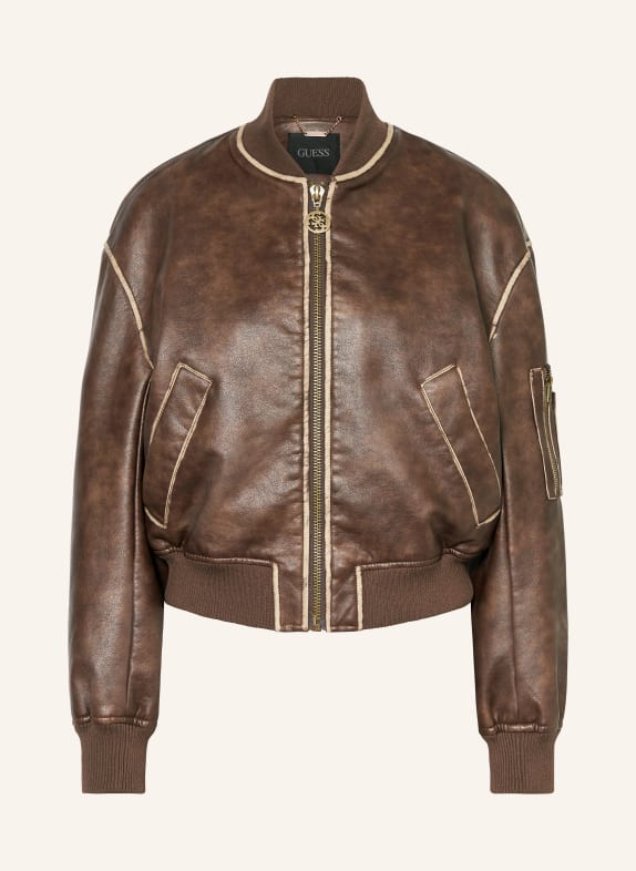 GUESS Blouson ANGELIQUE in Lederoptik BRAUN