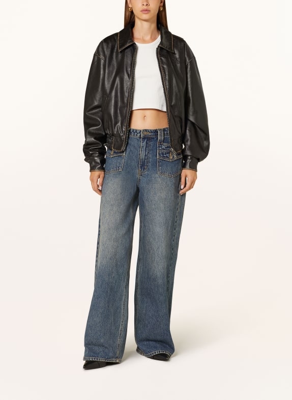 GUESS JEANS Blouson in Lederoptik SCHWARZ