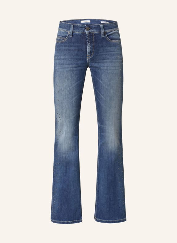CAMBIO Flared Jeans PARIS mit Schmucksteinen BLAU
