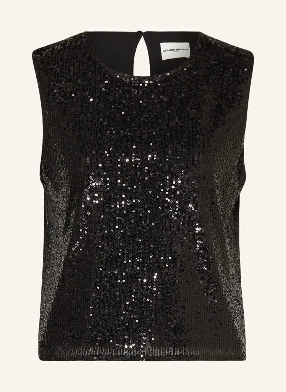 CLAUDIE PIERLOT Blusentop mit Pailletten SCHWARZ