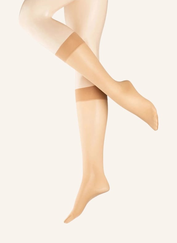 Wolford 3-pack fine knee high stockings SATIN TOUCH  4273 COSMETIC