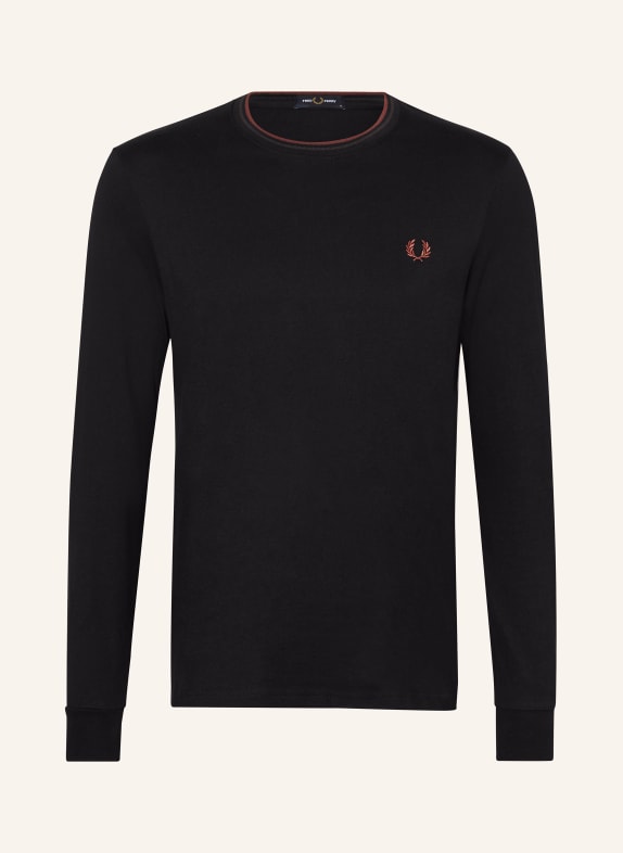 FRED PERRY Koszulka z długim rękawem CZARNY