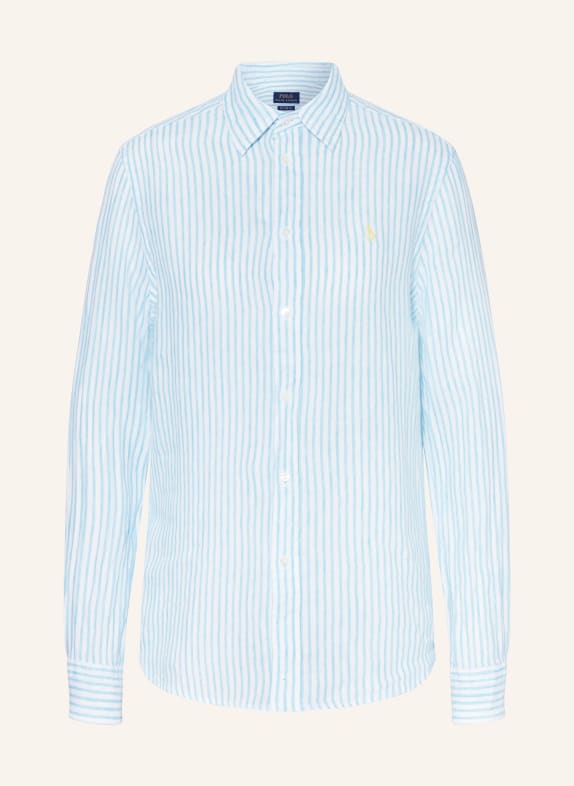 POLO RALPH LAUREN Shirt blouse made of linen LIGHT BLUE/ WHITE