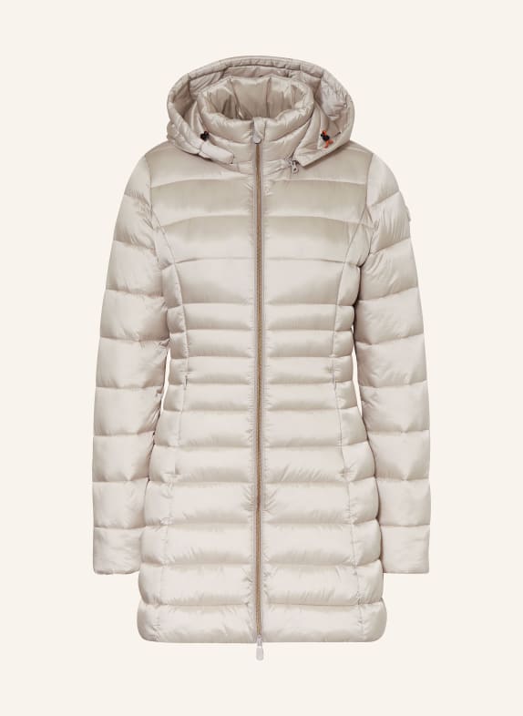 SAVE THE DUCK Quilted coat IRIS REESE with detachable hood CREAM
