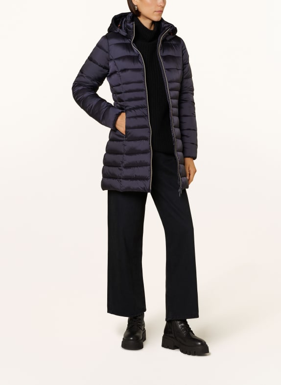 SAVE THE DUCK Quilted coat IRIS REESE with detachable hood BLACK