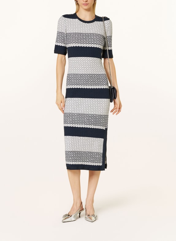 BOSS Knit dress ETANAH DARK BLUE/ WHITE