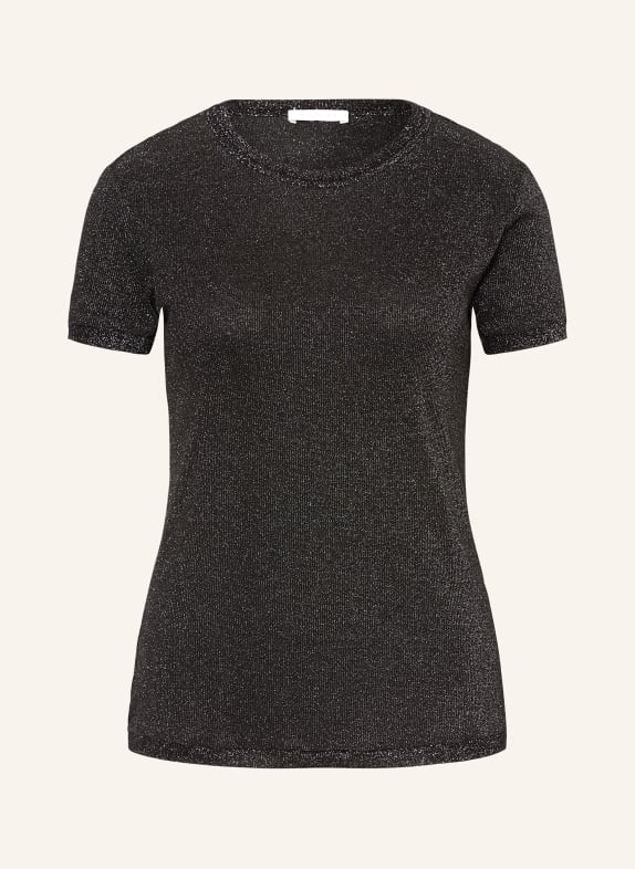 PATRIZIA PEPE Knit shirt with glitter thread BLACK/ SILVER